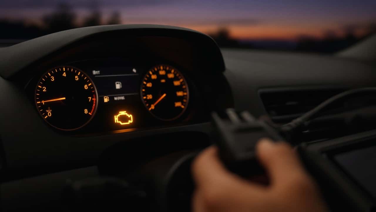 Gösterge panelinde yanan turuncu motor arıza lambası