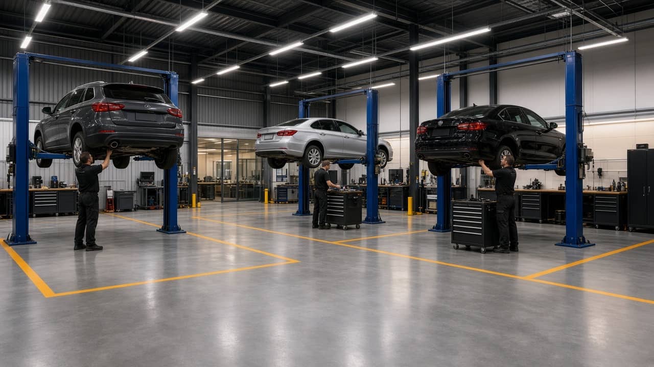 Tekno Otomotiv servis atölyesinde çalışan ustalar