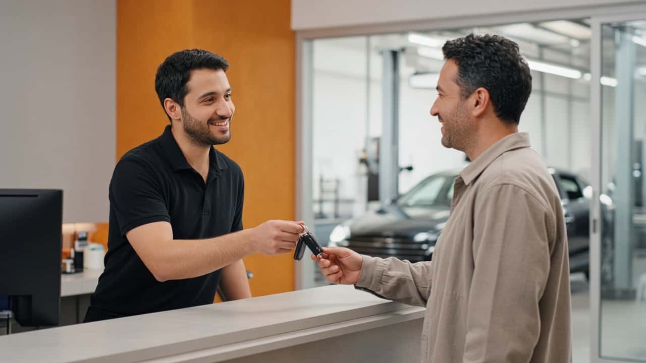Servis danışmanının müşteriye anahtar teslimi